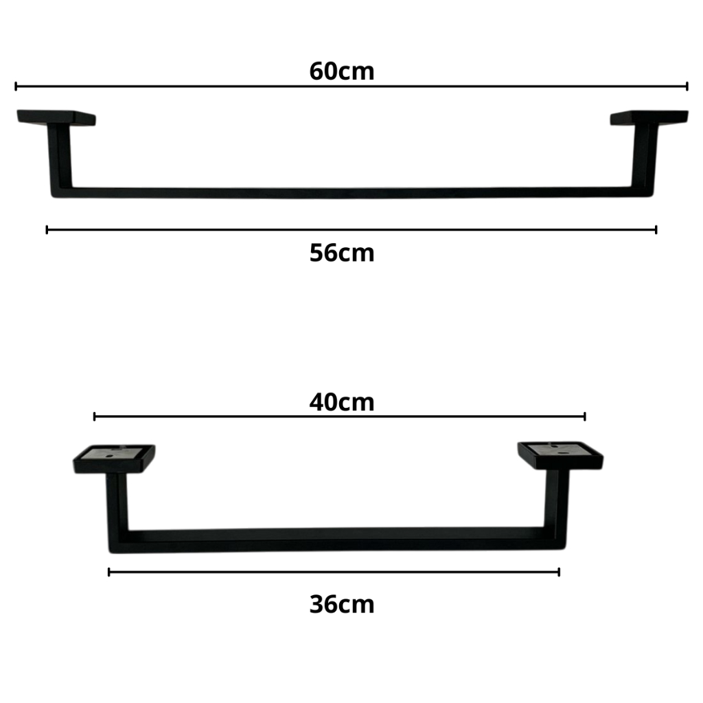 Porta Toalha De Banheiro Inox Quadrado Suporte Toalheiro 40/60cm Preto/Ouro Brilhante/ Ouro fosco/Cromado