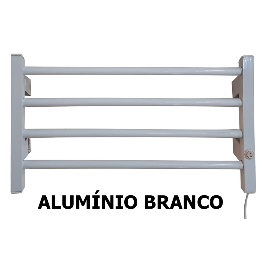 Toalheiro Elétrico Térmico Em Alumínio Aquecido Para Toalhas, Cores Preto, Branco e Prata Super