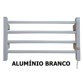 Toalheiro Elétrico Térmico Em Alumínio Aquecido Para Toalhas, Cores Preto, Branco e Prata Super