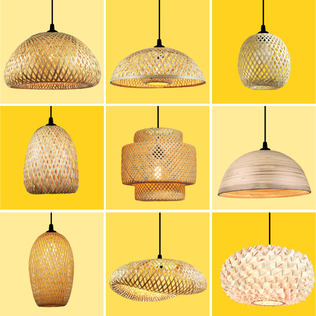 Lustre Luminaria Pendente teto bambu palha Fibra Natural Artesanal Madeira Decorativo Ambientes Restaurante Bivolt E27