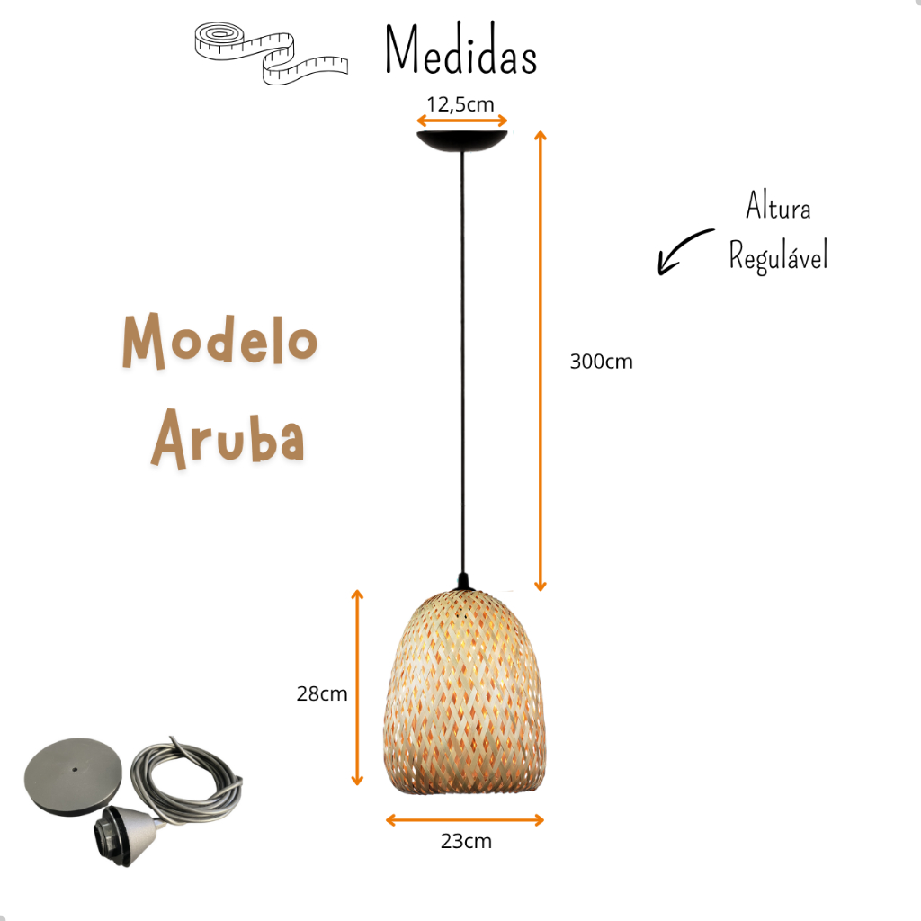 Lustre Luminaria Pendente Fibra Natural Artesanal Decorativo Bivolt