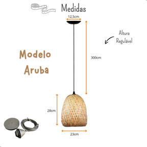 Lustre Luminaria Pendente Fibra Natural Artesanal Decorativo Bivolt