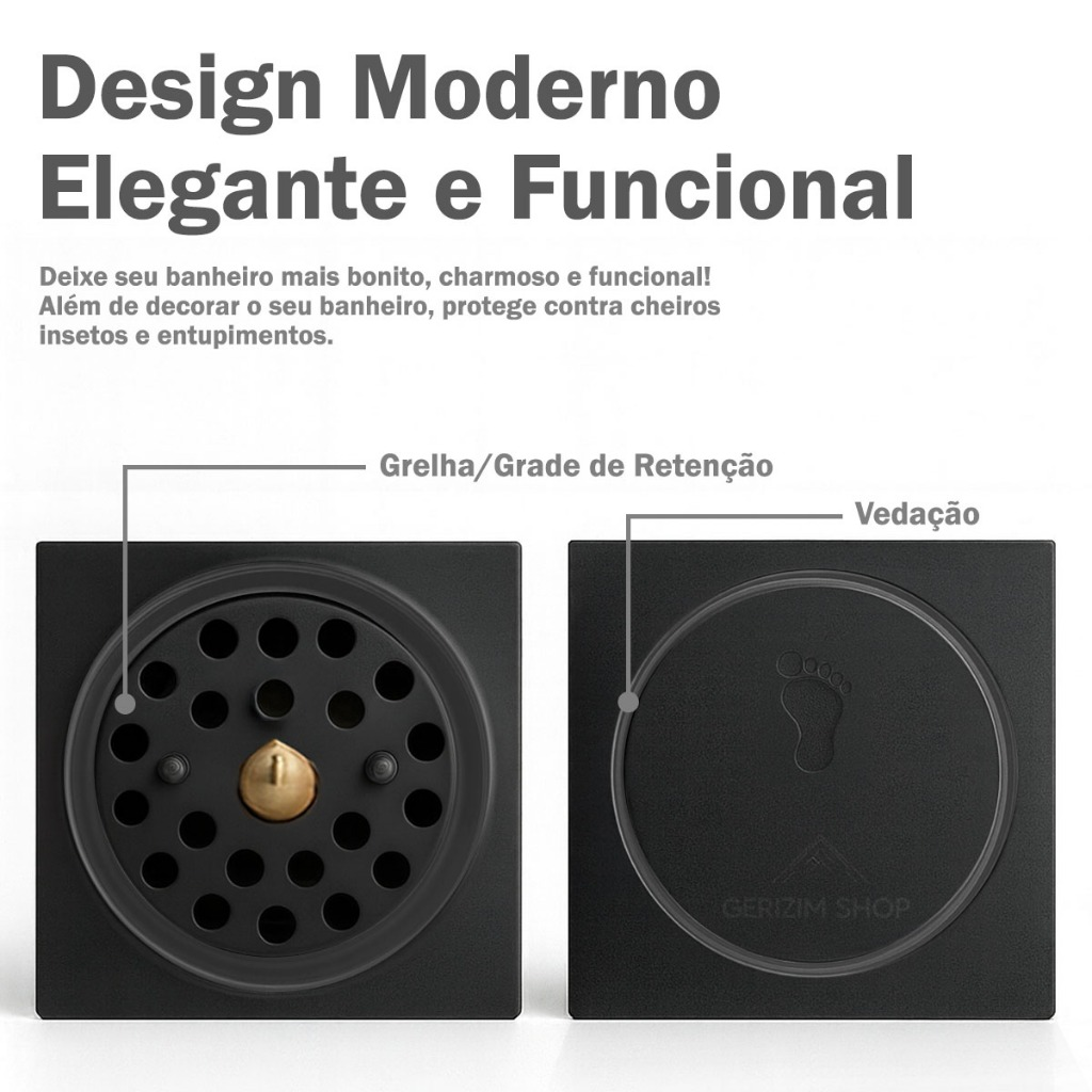 Ralo Click 10x10cm Quadrado Inox