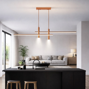 Pendente moderno slim minimalista 2 mini dicroicas e 2 perfis lineares LED integrado 1,00m