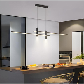 Pendente moderno slim minimalista 2 mini dicroicas e 2 perfis lineares LED integrado 1,00m