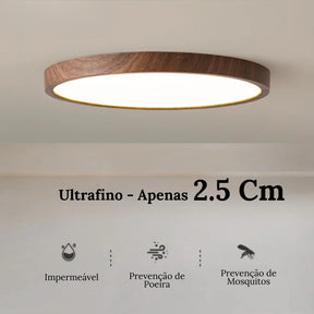 Plafon Led Sobrepor Redondo Wooden