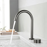 Torneira Misturador Banheiro Cascata Bancada 360° Aço Inox 2 Furos Cinza Fosco