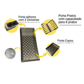 Módulo porta copos da calha úmida preta removível