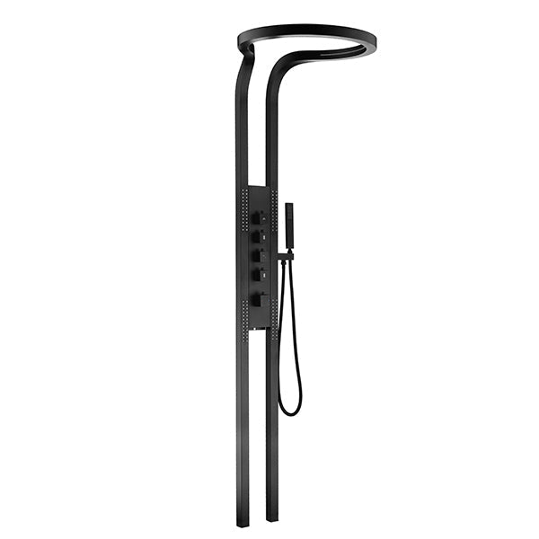 Ducha De Inox Com Hidromassagem Cascata Modelo Round — Preto