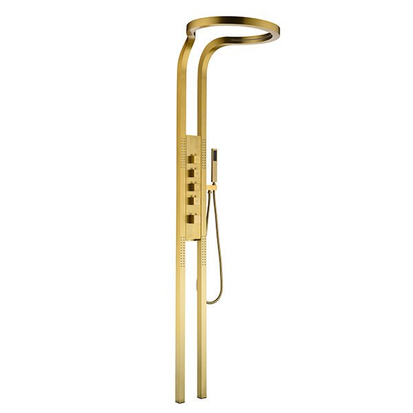 Ducha De Inox Com Hidromassagem Cascata Modelo Round — Dourado