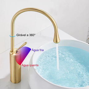 Torneira Para Banheiro Monocomando Misturador Lucca Dourado