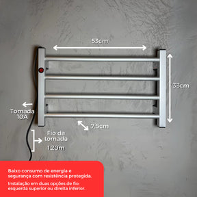 Toalheiro Térmico Porta Toalha Electrowood Aquece e Seca Toalhas