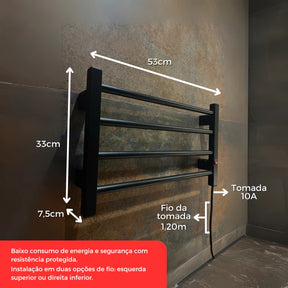 Toalheiro Térmico Porta Toalha Electrowood Aquece e Seca Toalhas