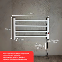 Toalheiro Térmico Porta Toalha Electrowood Aquece e Seca Toalhas