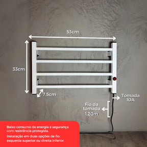 Toalheiro Térmico Porta Toalha Electrowood Aquece e Seca Toalhas