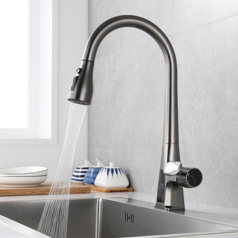 Torneira Para Cozinha Gourmet Monocomando Com Sensor Temperatura Rotação 360°