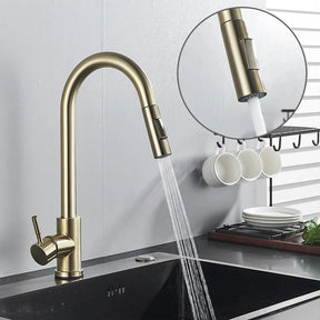 Torneira Monocomando para Cozinha Touch 360 Dourado Escovado