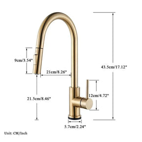 Torneira Monocomando para Cozinha Touch 360 Dourado Escovado