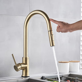 Torneira Monocomando para Cozinha Touch 360 Dourado Brilhante
