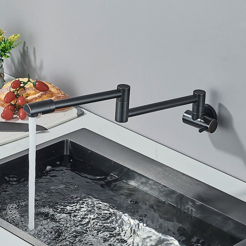 Torneira De Parede Para Cozinha Rotação 360° — Preto