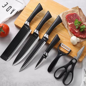 Conjunto de Facas Antiaderentes 6 Peças com Padrão Ondulado