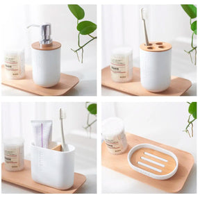 kit lavabo, kit banheiro, kit lavabo bambu, kit lavabo completo, kit lavabo ceramica, kit lavabo branco, kit saboneteira e difusor,