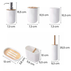 kit lavabo, kit banheiro, kit lavabo bambu, kit lavabo completo, kit lavabo ceramica, kit lavabo branco, kit saboneteira e difusor,