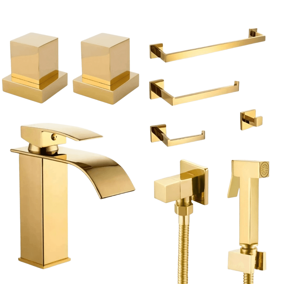 Kit Reforma Completa para Banheiro 5 Peças — Dourado