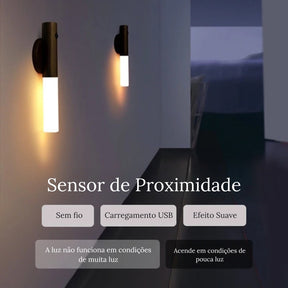 Luminária De Parede Sem Fio Luz Led Recarregável Com Sensor Movimento - Toque De Casa