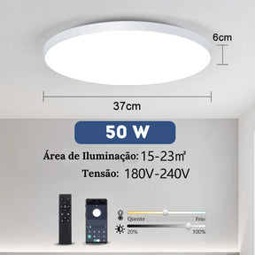 Luminária de Teto Plafon Led Sobrepor Redondo Moderno Com Controle - Toque De Casa