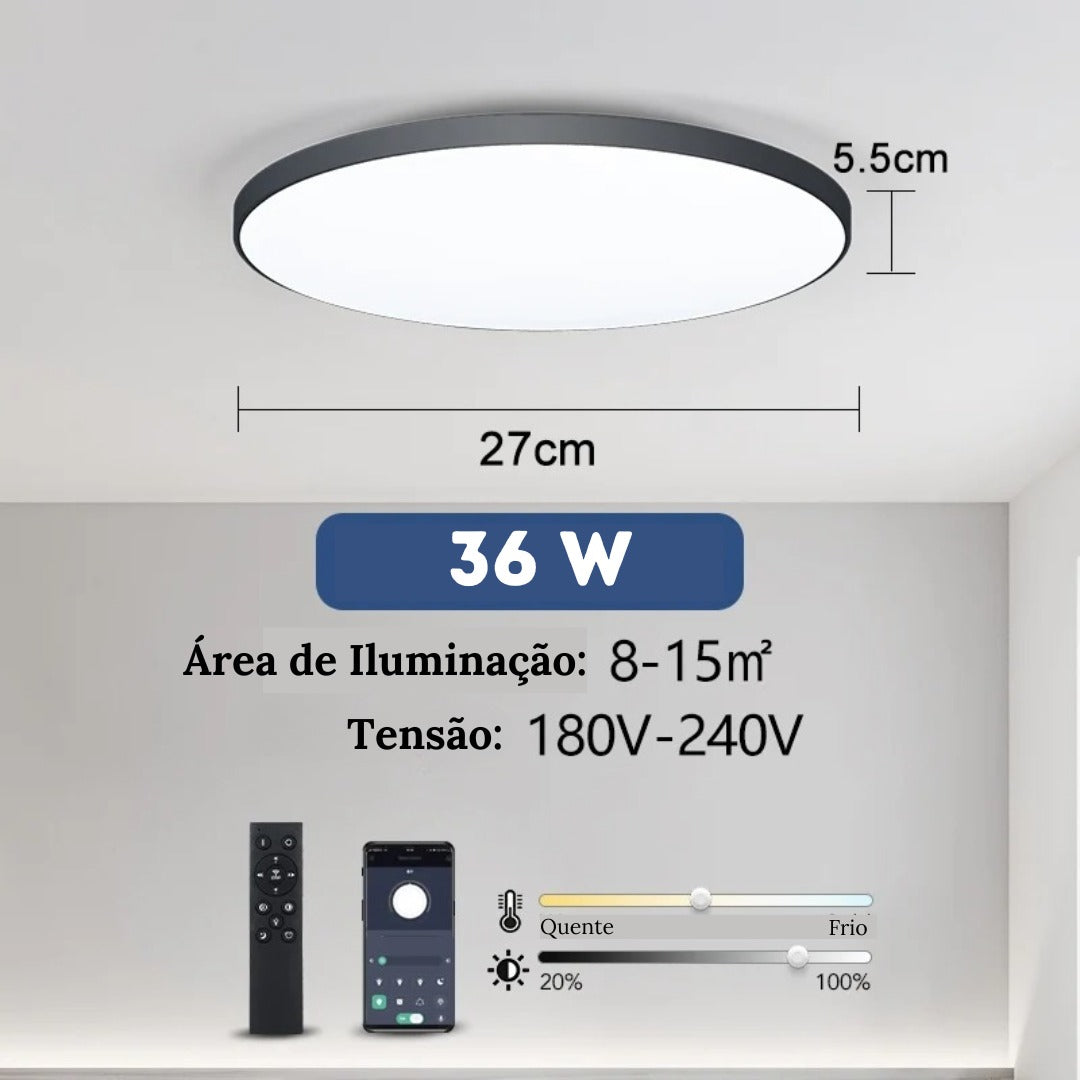 Luminária de Teto Plafon Led Sobrepor Redondo Moderno Com Controle - Toque De Casa