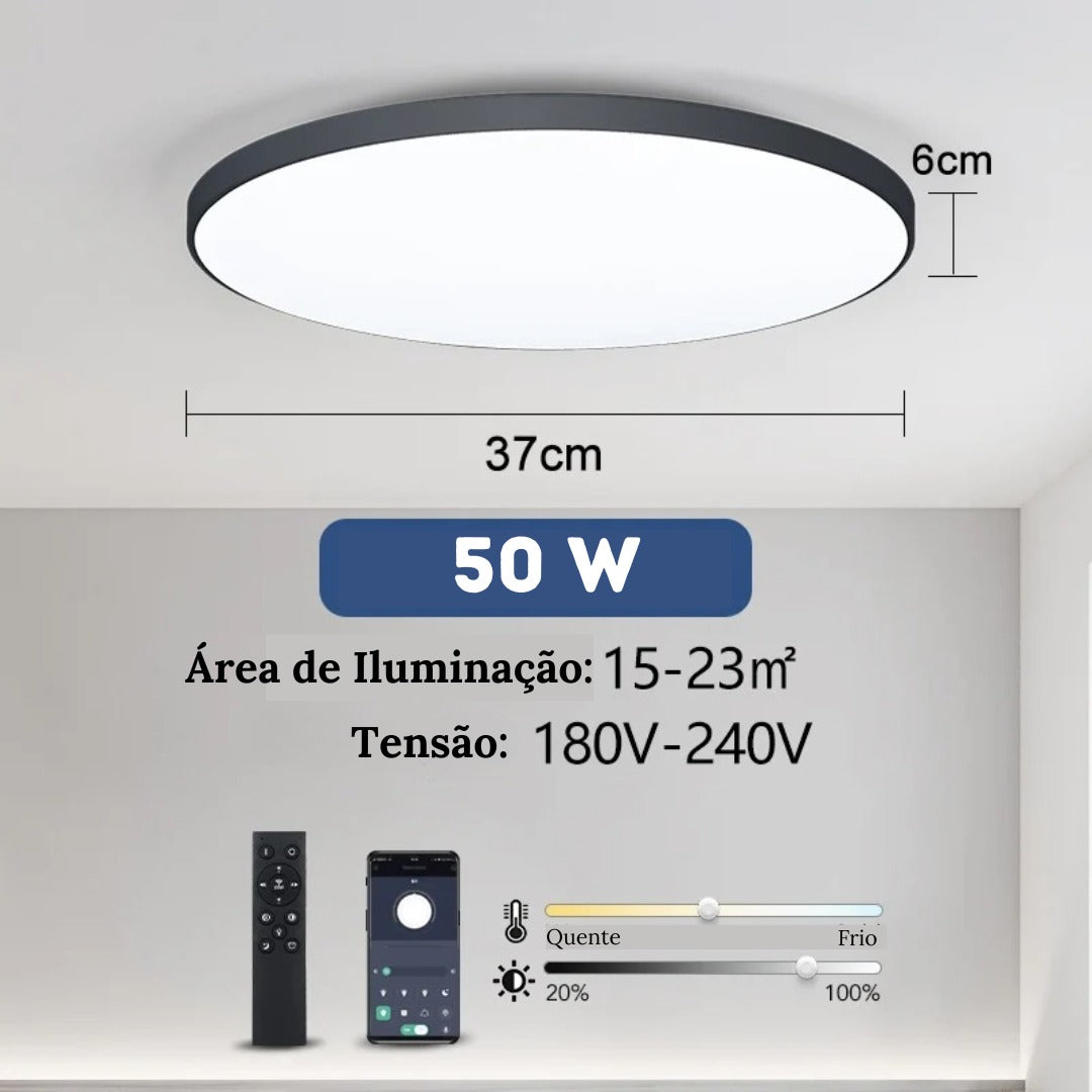 Luminária de Teto Plafon Led Sobrepor Redondo Moderno Com Controle - Toque De Casa