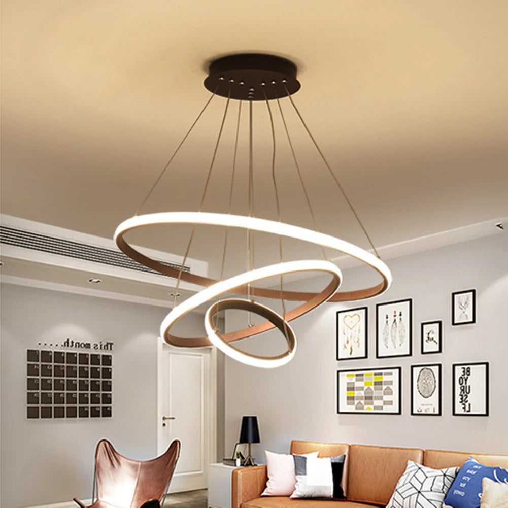 Lustre Pendente Circular Triplo em LED - Toque De Casa