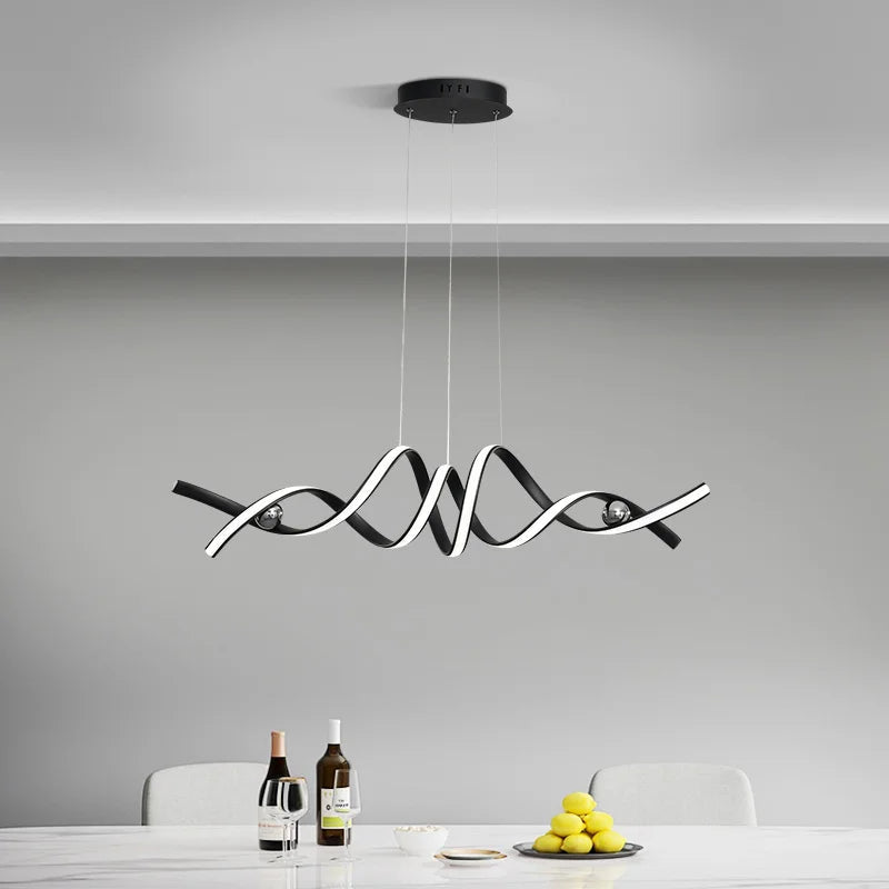 Lustre Pendente de Linear Ondas Minimalista - Toque De Casa