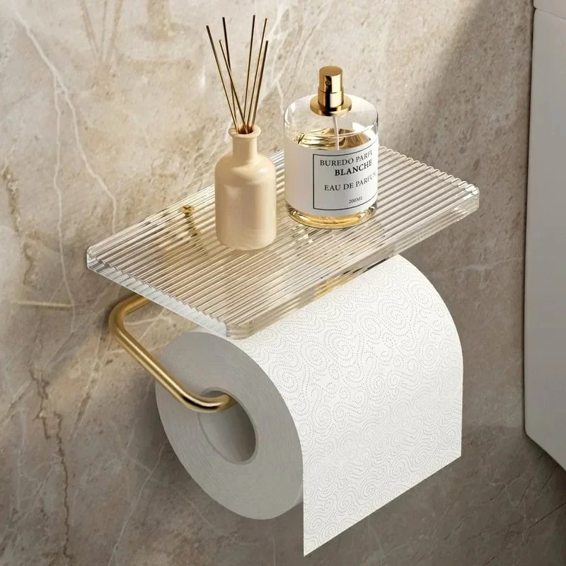 Porta Papel Higiênico Para Banheiro — Dourado