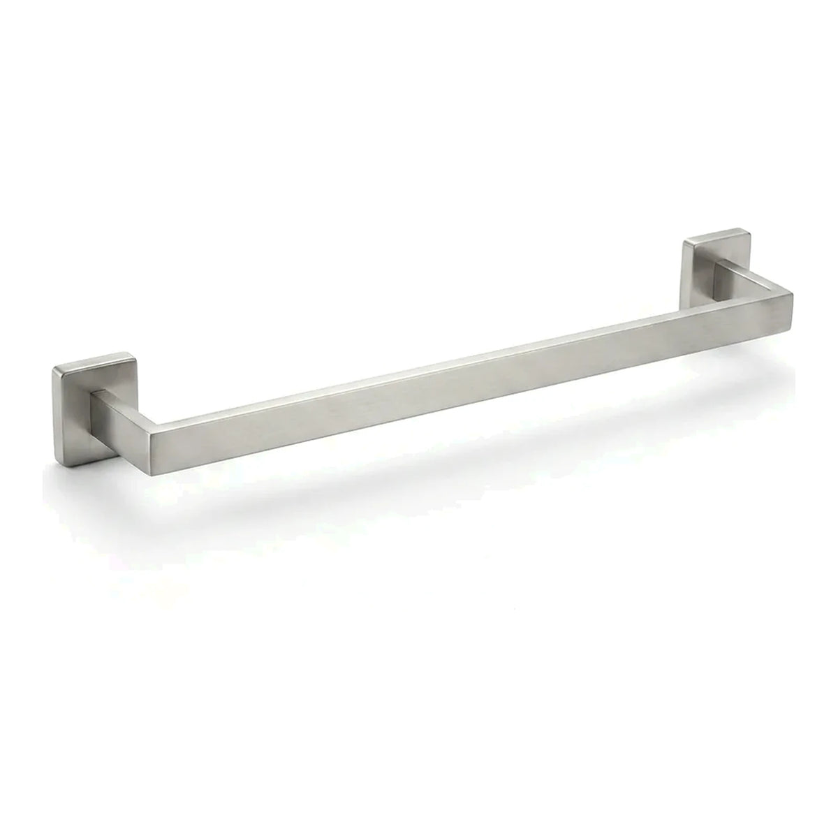 Porta toalha de banho barra quadrada inox escovado 60 cm em fundo branco