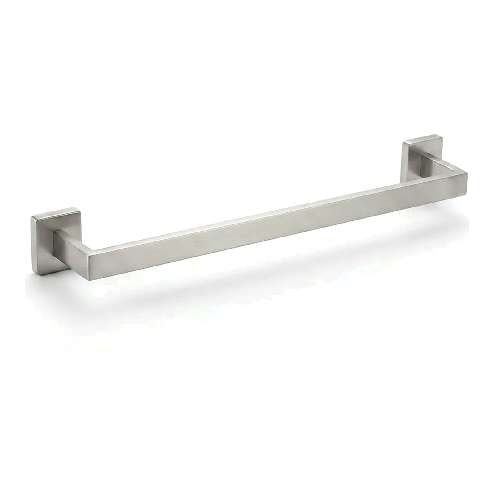 Porta toalha de banho barra quadrada inox escovado 60 cm em fundo branco