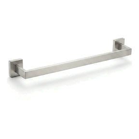 Porta toalha de banho barra quadrada inox escovado 60 cm em fundo branco