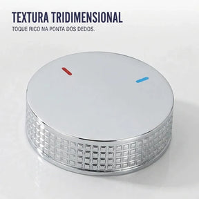 Registro cromado brilhante da torneira com textura tridimensional knurled, toque premium na ponta dos dedos