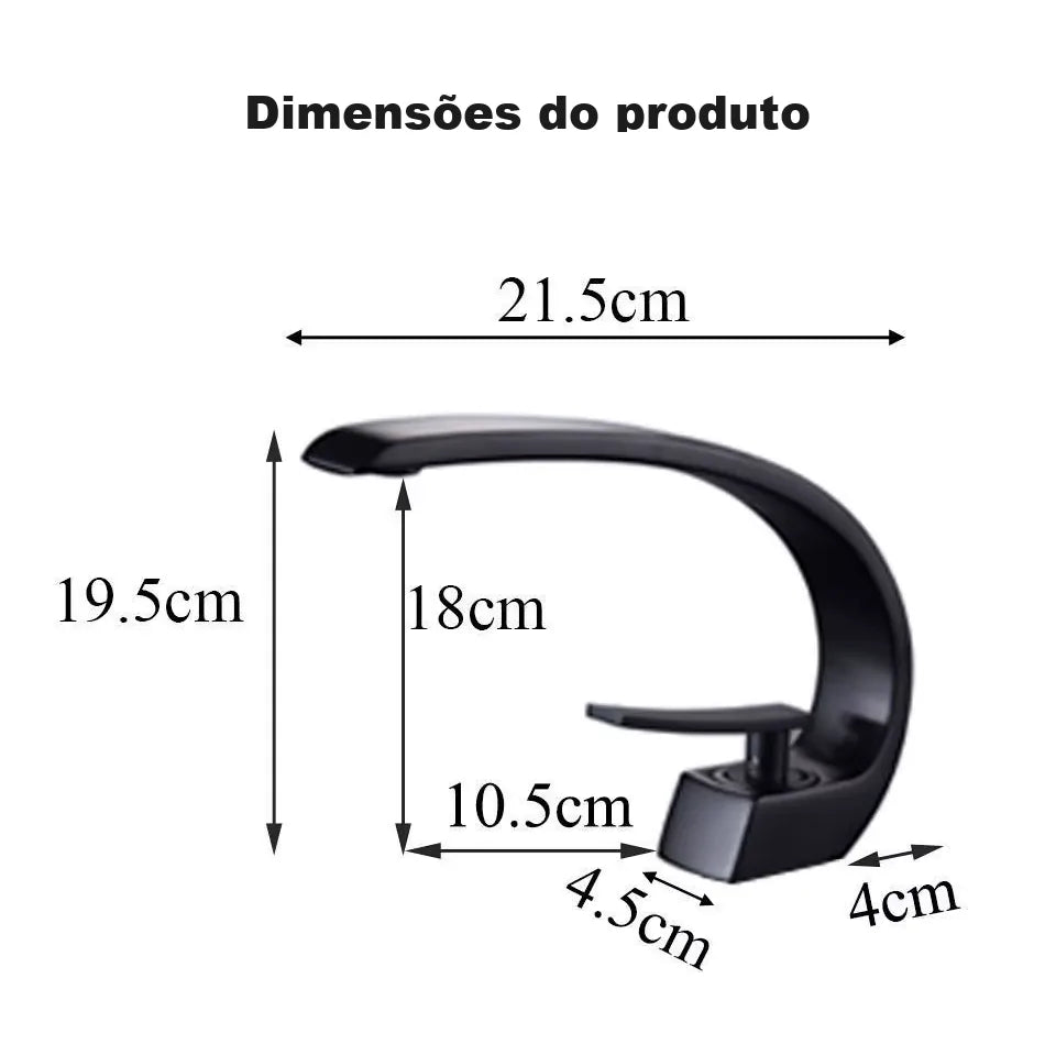 Dimensões da torneira preta fosca para banheiro