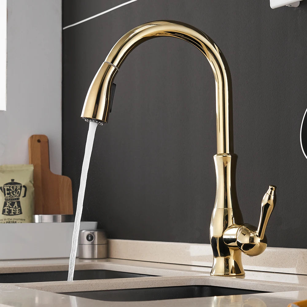 Torneira Cozinha Gourmet Com Jato Extensor — Dourado